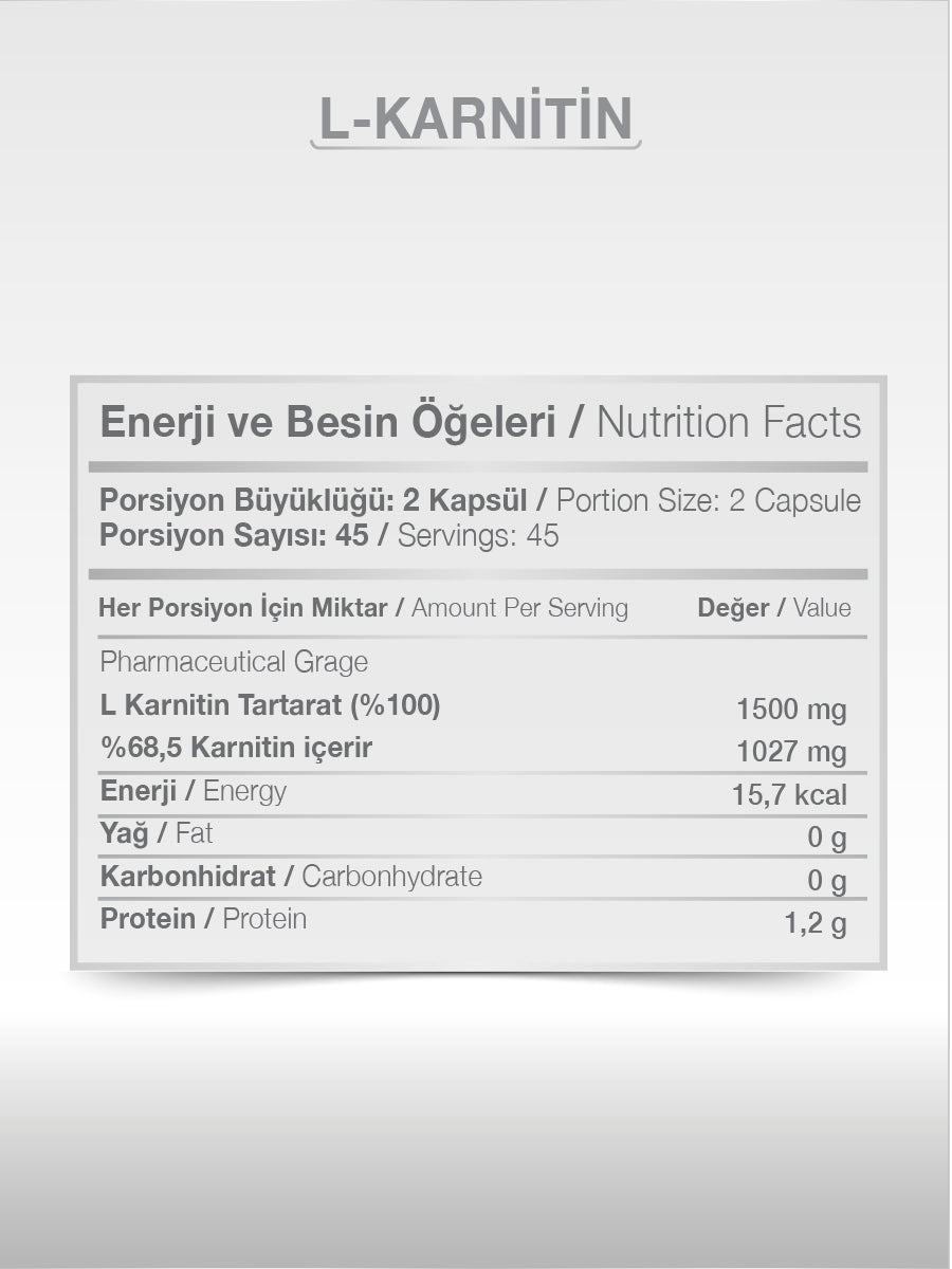 L-KARNİTİN KAPSÜL 1500 90 KAPSÜL